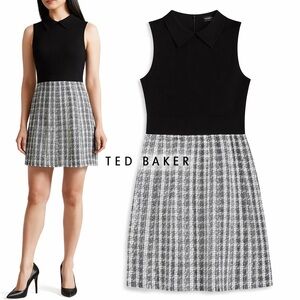 Ted Baker | S | Black Sleeveless Collared Tweed Skirt Dress